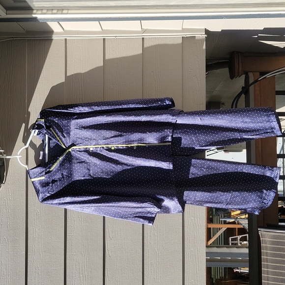 Gilligan & O'Malley Navy Blue & Olive Green Polka-dot Sleepwear Pajama Set Sz L - Picture 4 of 11